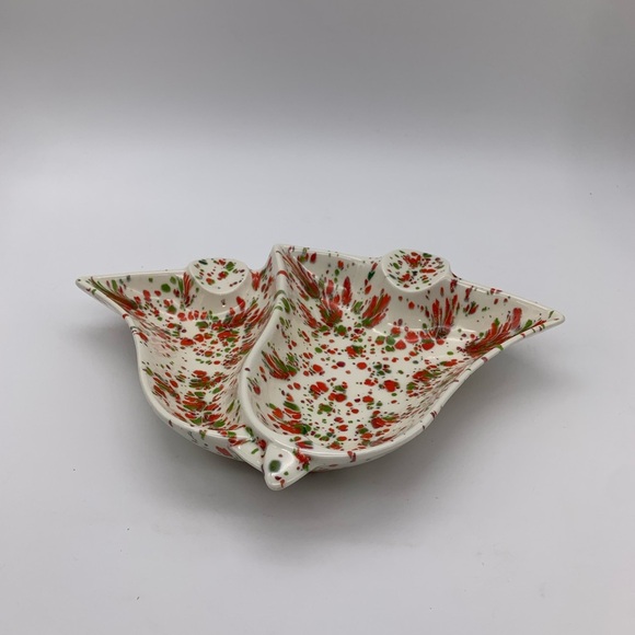 Vintage Spatter White Handmade Ceramic Christmas Bells Candy Nut Or Trinket Dish - Picture 5 of 14